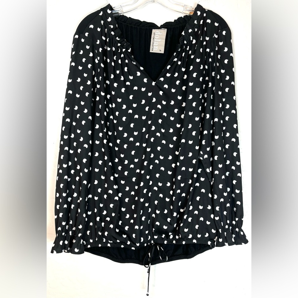 Dolan Anthropologie Left Coast Collection Ruffle Sleeve Collar Moon M Black 0791